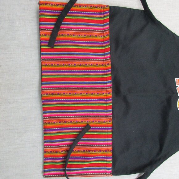 Peru Peruvian Design Kitchen Apron Unisex Black‎ Striped Lightweight Neck Strap - Picture 4 of 8